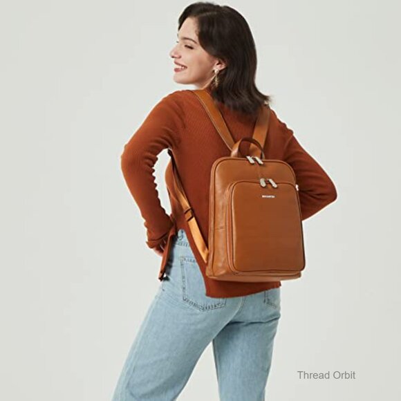 Genuine Leather Backpack Purse for College Travel with Multiple Pockets main image 4
